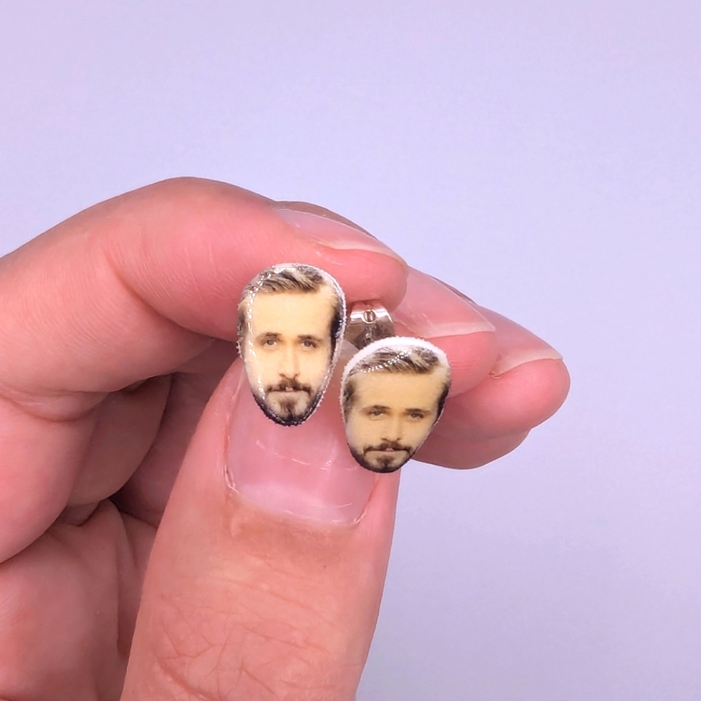 Tiny Ryan Gosling earrings